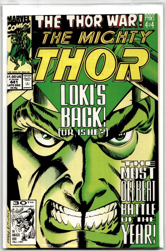 The Mighty Thor #441 (Marvel Comics, 1991), raw, ungraded comic book — front cover
