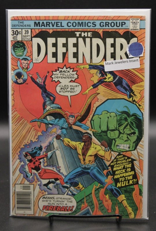The Defenders #39 (Marvel Comics, 1976), raw, ungraded comic book — front cover