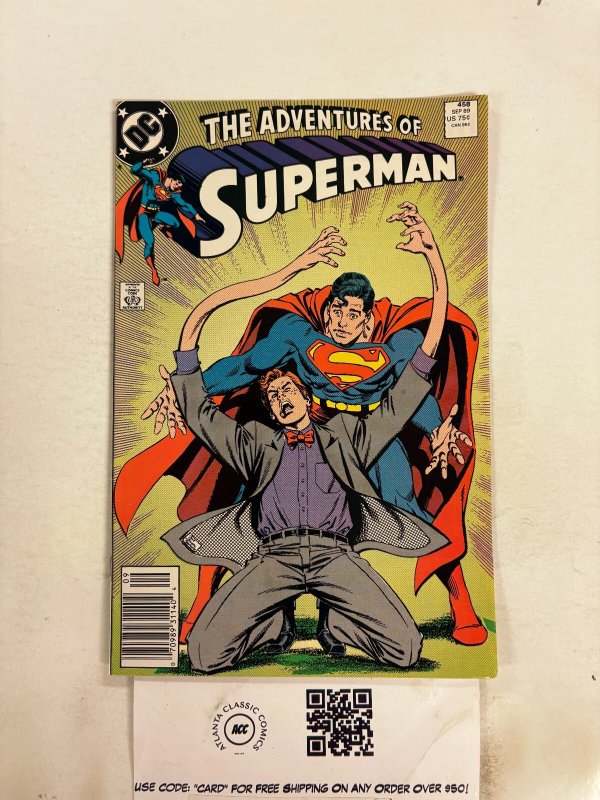 The Adventures of Superman #458 (DC Comics, 1989), raw comic book in NM condition — front cover