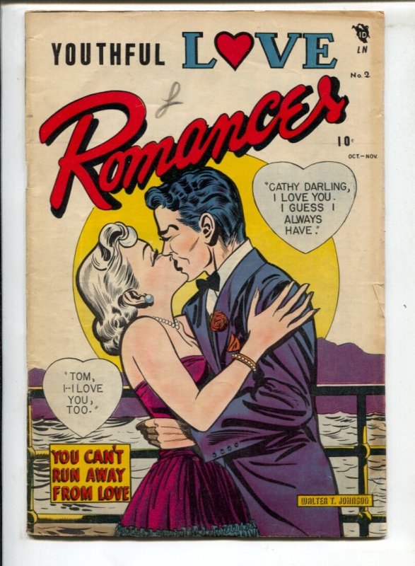Youthful Love Romances #2 (1949), raw comic book in VG+ condition — front cover