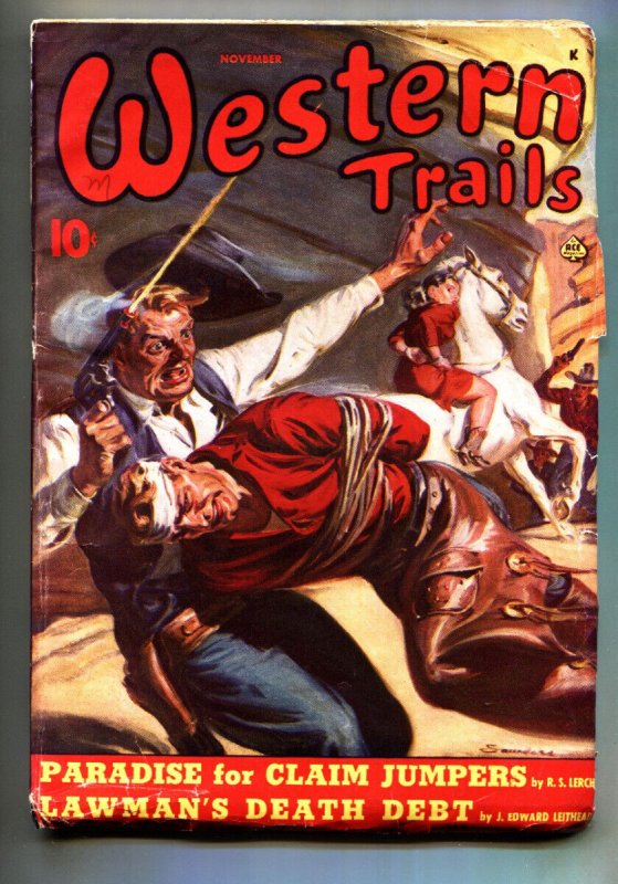 Pulp: Western Trails 11/1942- Ace-Norman Saunders Cover Art-High Grade Pulp ..., raw, ungraded comic book — front cover