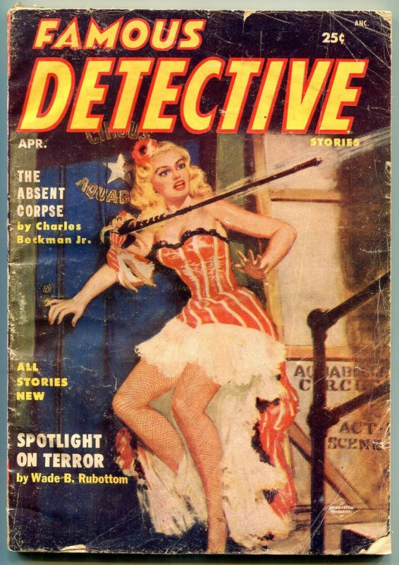 Pulp: Famous Detective Stories Pulp April 1955- Absent Corpse G/VG (1955), raw comic book in VG condition — front cover