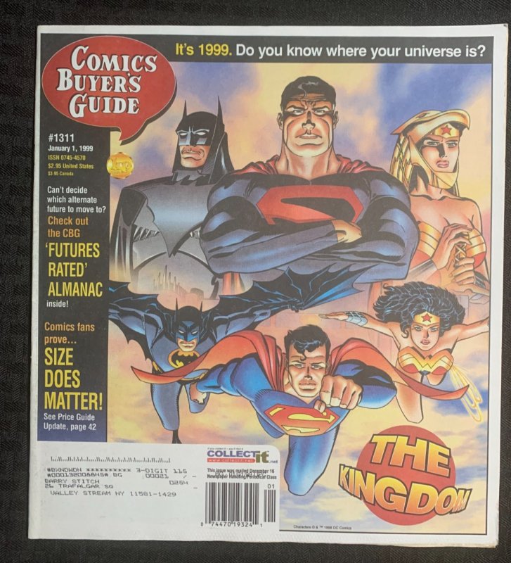 1999 Comic Buyer's Guide Magazine #1311 (DC Comics, 1999), raw comic book in FN+ 6.5 condition — front cover