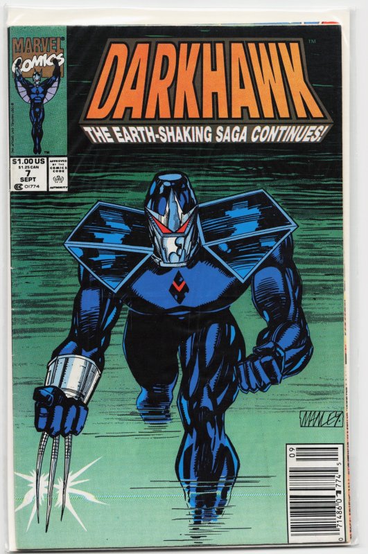 Darkhawk #7 (Marvel Comics, 1991), raw, ungraded comic book — front cover