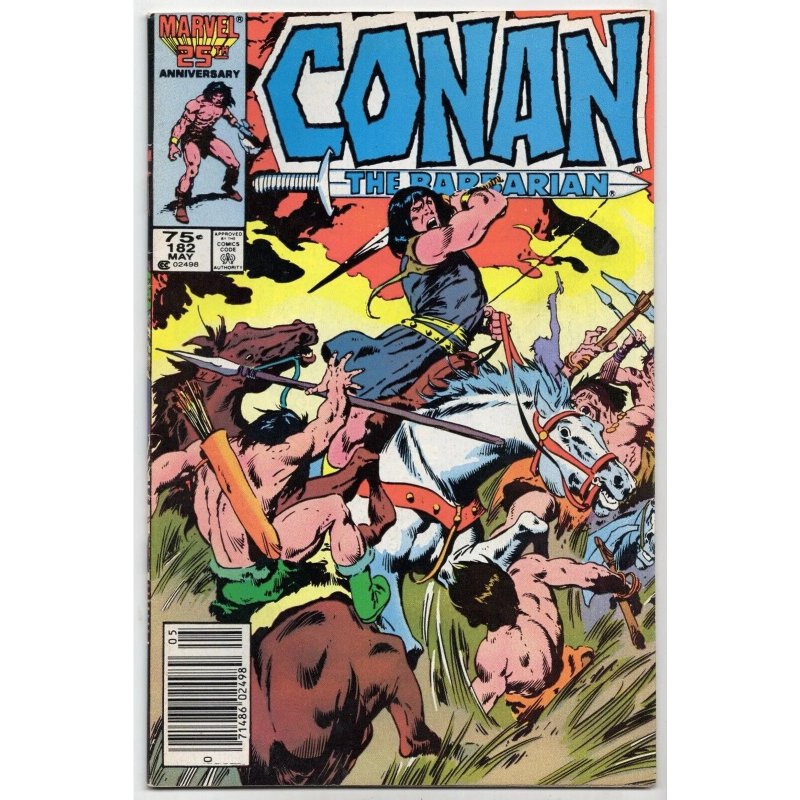 Conan the Barbarian #182 (Marvel Comics, 1986), raw comic book in VF+ 8.5 condition — front cover