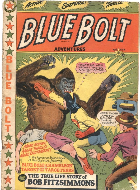 Blue Bolt Adventures #104 (1950), raw, ungraded comic book — front cover