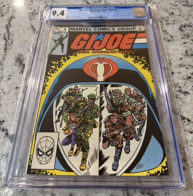 G.i. Joe #6 (Marvel Comics, 1982), CGC 9.4 graded comic book, Universal Blue label — front cover in its holder