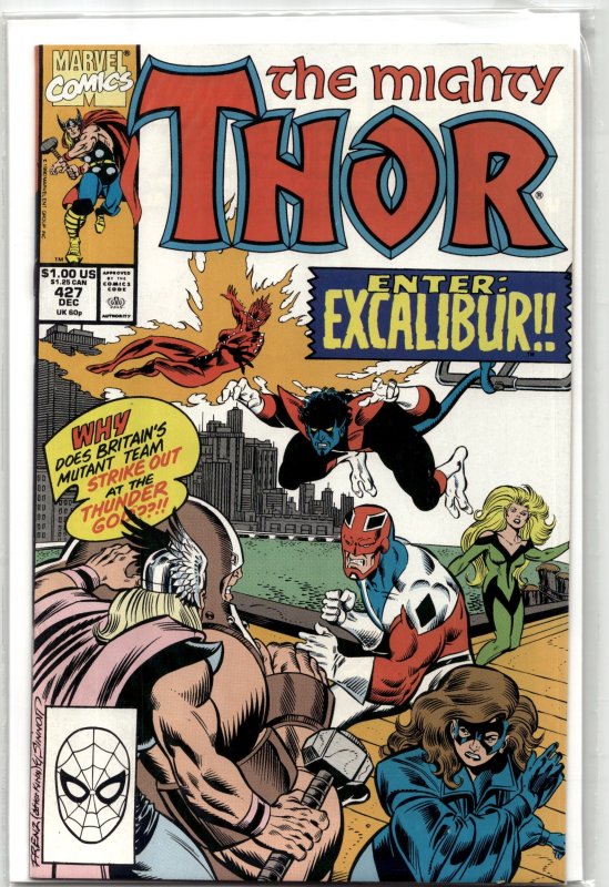 The Mighty Thor #427 (Marvel Comics, 1990), raw, ungraded comic book — front cover