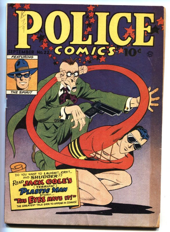 Police Comics #22 (1943), raw, ungraded comic book — front cover