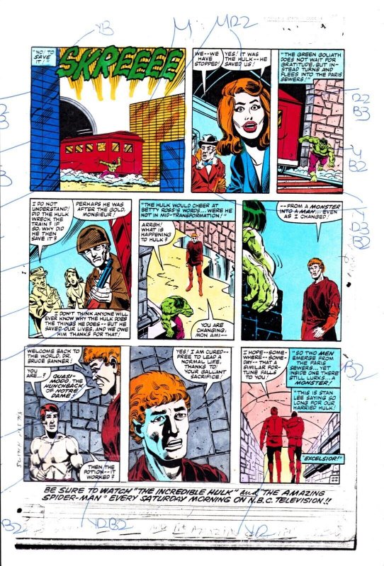The Incredible Hulk #? Color Guide Art - End of Story, raw, ungraded comic book — front cover