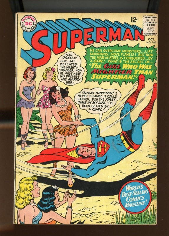Superman #180 (DC Comics, 1965), raw comic book in 4.0 condition — front cover