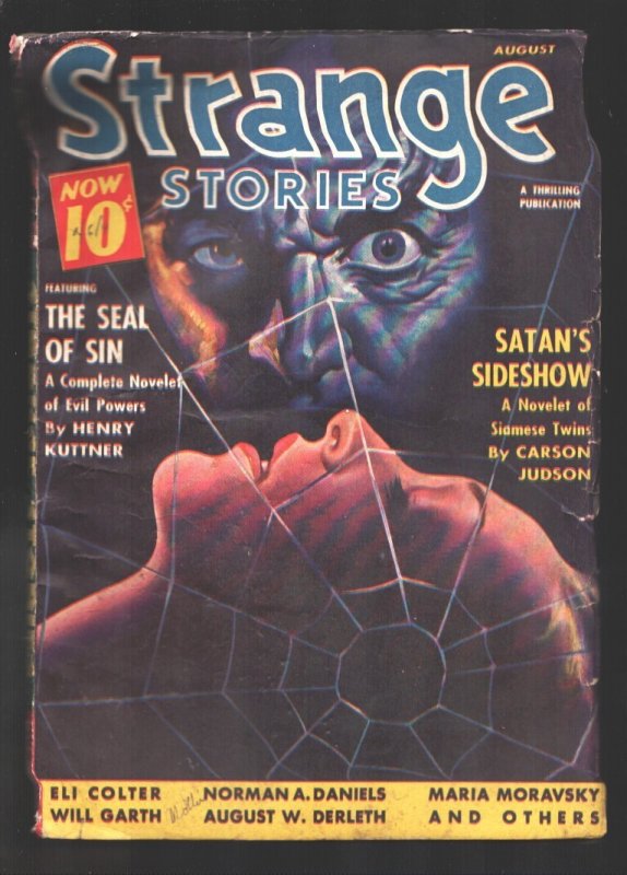 Strange Stories 8/1940- Seal of Sin- Satan's Sideshow- -Carson Judson-Hannes Bok, raw, ungraded comic book — front cover