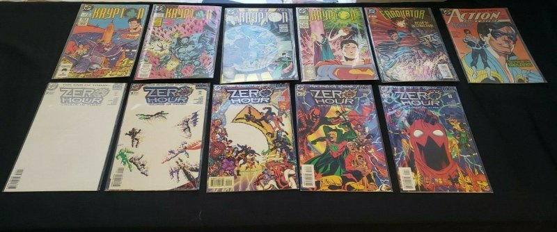 Superman 11pc (VF) Zero Hour Crisis in Time, World of Kyrpton 1987-96 (1987), raw comic book in VF condition — front cover