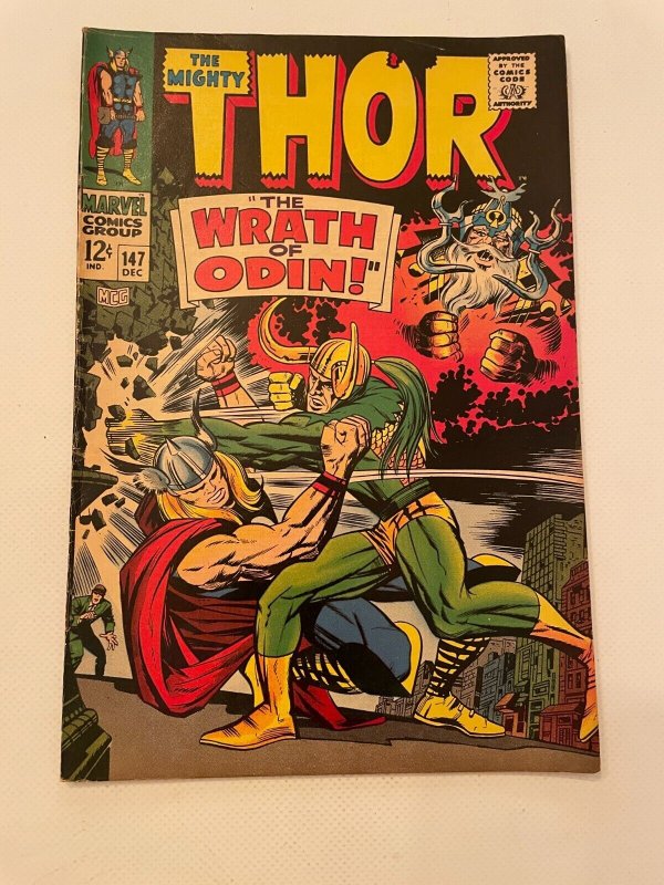 The Mighty Thor #147 (Marvel Comics), raw comic book in VF/NM condition — front cover