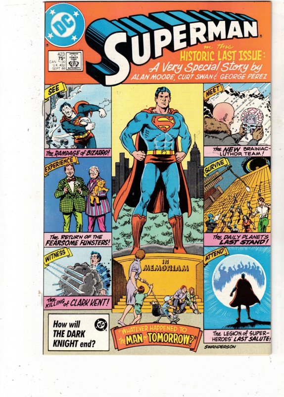 Superman #423 (DC Comics, 1986), raw comic book in NM- condition — front cover