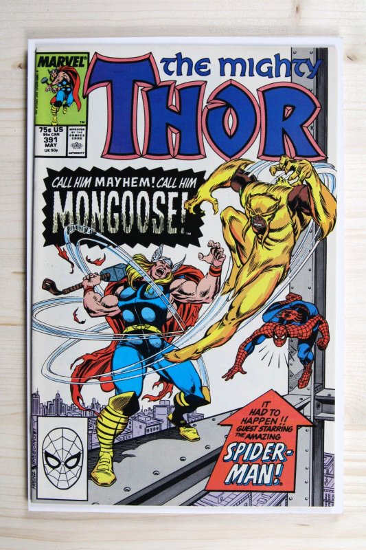 Thor #391 (Marvel Comics, 1988), raw comic book in NM- 9.2 condition — front cover
