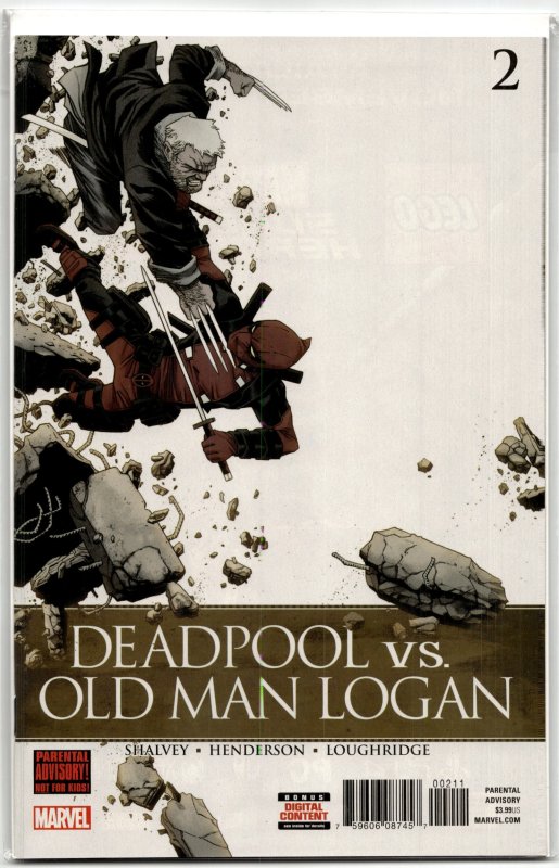 Deadpool vs. Old Man Logan #2 (Marvel Comics, 2018), raw, ungraded comic book — front cover
