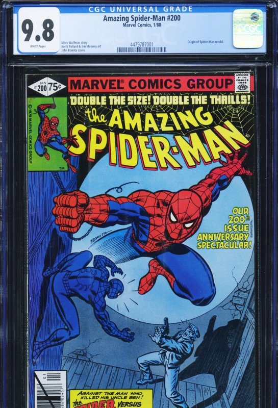 Amazing Spider-Man #200 (Marvel Comics, 1980), CGC 9.8 graded comic book, Universal Blue label — front cover in its holder
