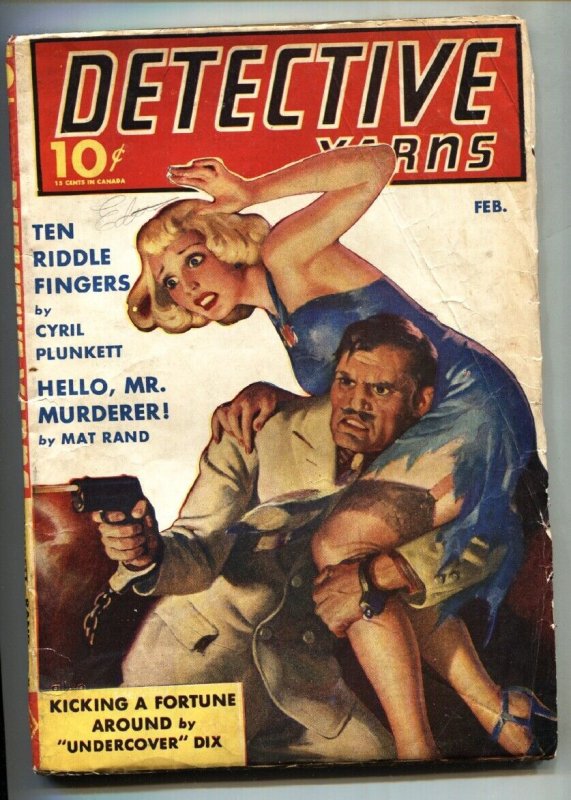 Detective Yarns 1941 Feb-Spicy Cover-Hardboiled Pulp Fiction (1941), raw, ungraded comic book — front cover