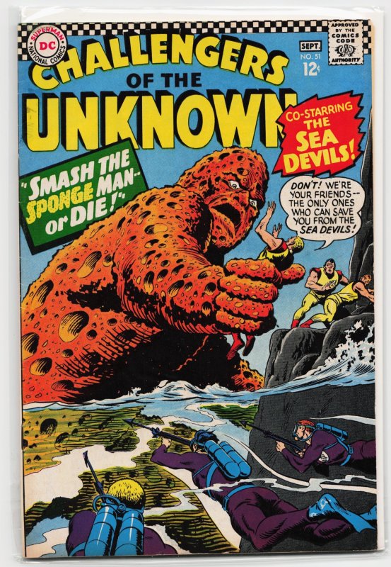 Challengers of the Unknown #51 (DC Comics, 1966), raw, ungraded comic book — front cover