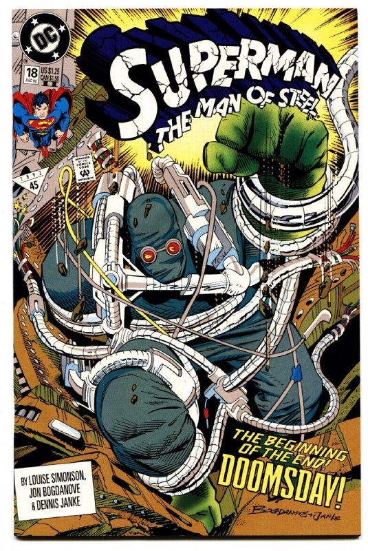 Superman: The Man of Steel-Second Print #18 (DC Comics, 1992), raw comic book in NM- condition — front cover