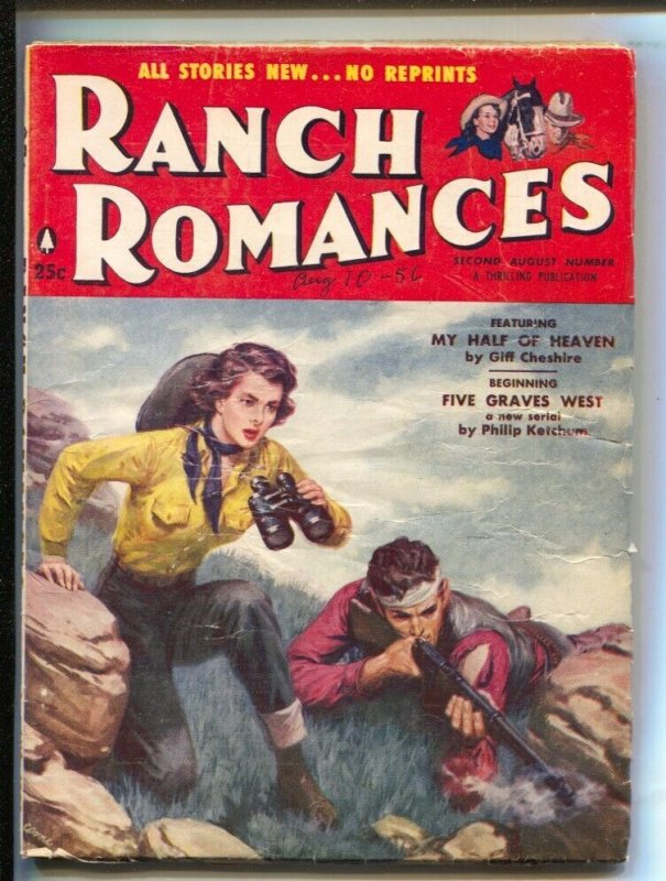 Pulp: Ranch Romances 8/10/1956--Good Girl Art Cover-Western Movie Info-John ..., raw, ungraded comic book — front cover