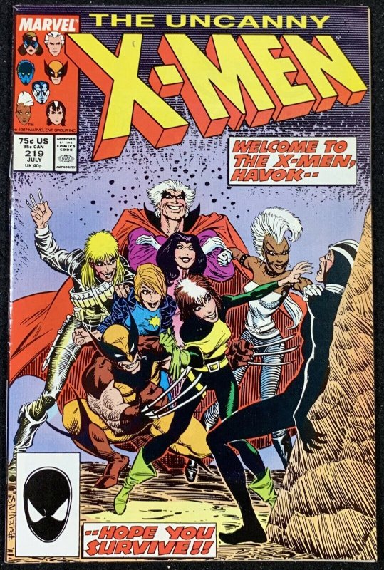 X-Men #219 (Marvel Comics, 1963), raw comic book in NM 9.4 condition — front cover