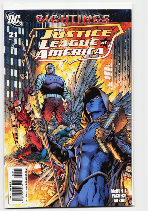 Justice League of America #21 (DC Comics, 2008), raw, ungraded comic book — front cover
