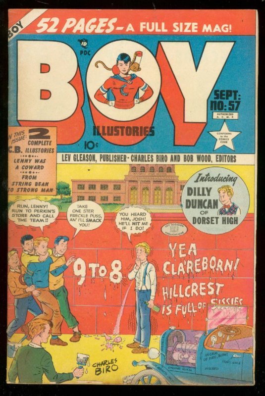 Boy #57 (Lev Gleason Publications), raw comic book in FN condition — front cover