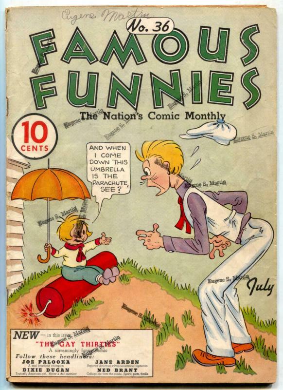 Famous Funnies #36 (1937), raw comic book in FN- condition — front cover