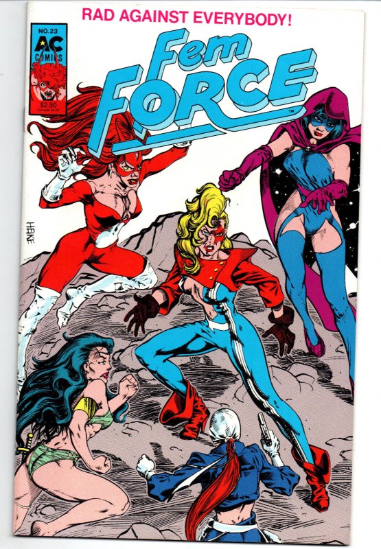 Femforce #23 (1989), raw comic book in VF/NM condition — front cover