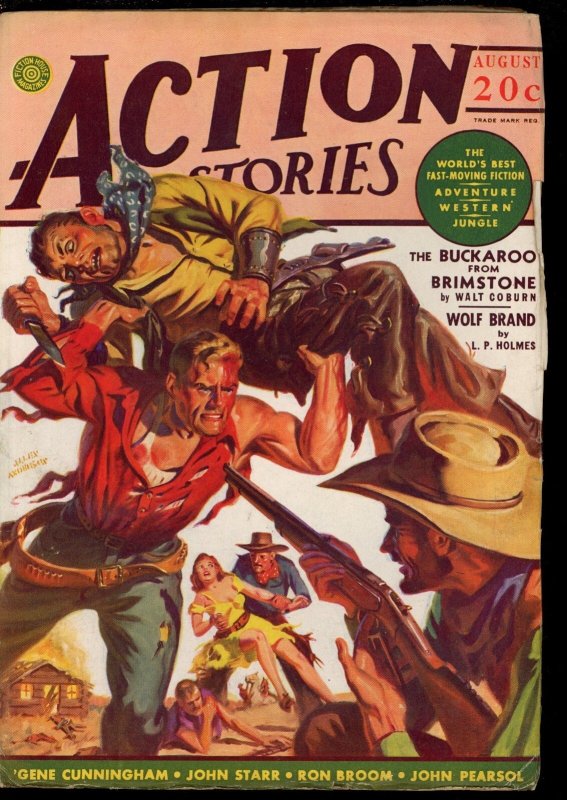 Action Stories - 08/42 - Condition: G-VG - Allen Anderson Cover - 73375, raw comic book in VG condition — front cover