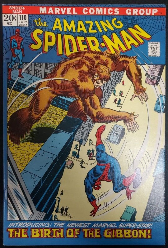 Amazing Spider-Man #110 (Marvel Comics, 1972), raw comic book in FN/VF condition — front cover