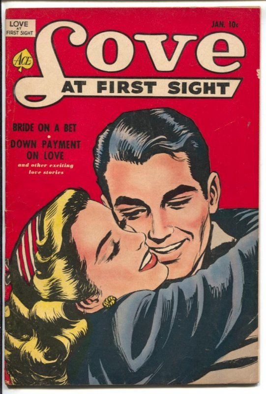 Love at First Sight #13 (Ace Magazines, 1952), raw comic book in VF- condition — front cover