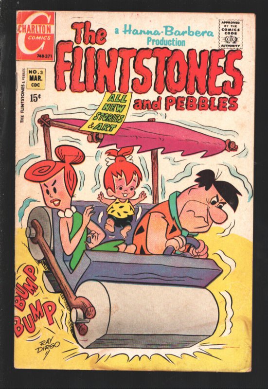 Flintstones and Pebbles #3 (Charlton Comics, 1971), raw, ungraded comic book — front cover