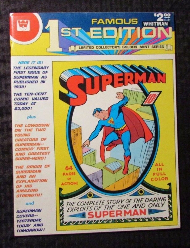 1979 DC Treasury C-61 Famous 1st Edition Superman #1 (1979), raw, ungraded comic book — front cover
