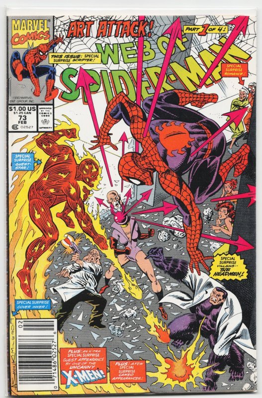 Web of Spider-Man #73 (Marvel Comics, 1991), raw, ungraded comic book — front cover