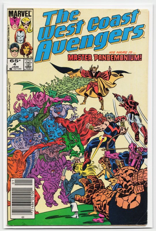 West Coast Avengers #4 (Marvel Comics, 1986), raw, ungraded comic book — front cover