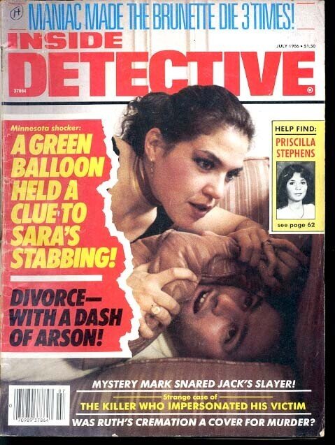 Mag: Inside Detective 7/1986-Woman W/ Dead Man G, raw, ungraded comic book — front cover