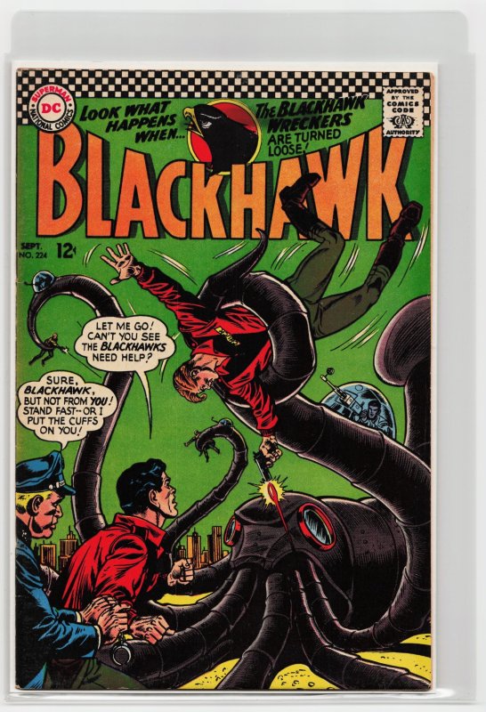 Blackhawk #224 (DC Comics, 1966), raw, ungraded comic book — front cover