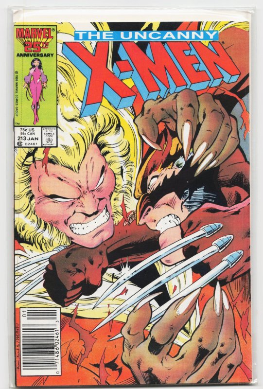 The Uncanny X-Men #213 (Marvel Comics, 1987), raw, ungraded comic book — front cover