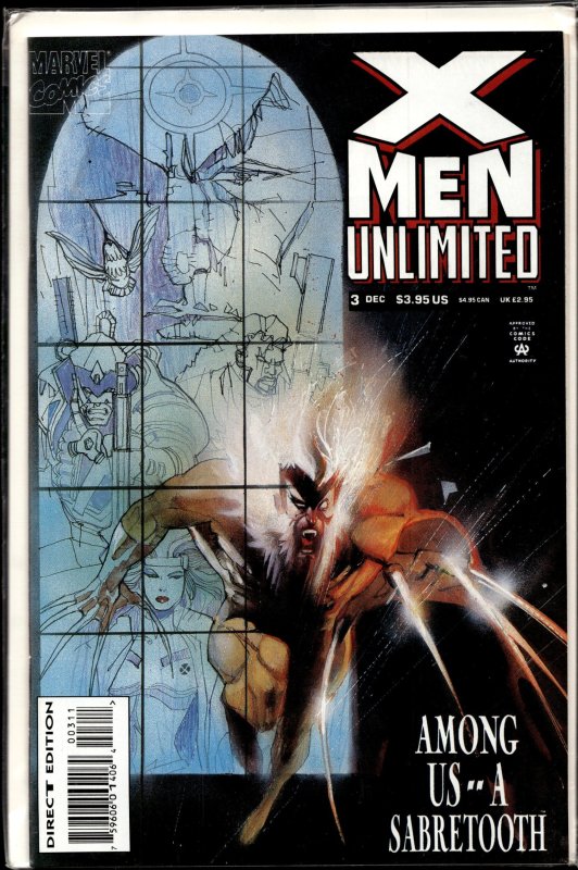 X-Men Unlimited #3 (Marvel Comics, 1993), raw, ungraded comic book — front cover