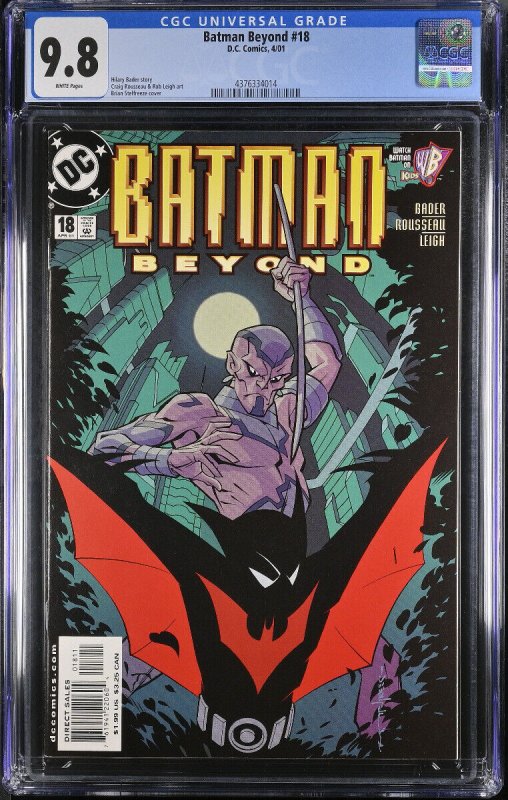 Batman Beyond #18 (DC Comics), CGC 9.8 graded comic book, Universal Blue label — front cover in its holder