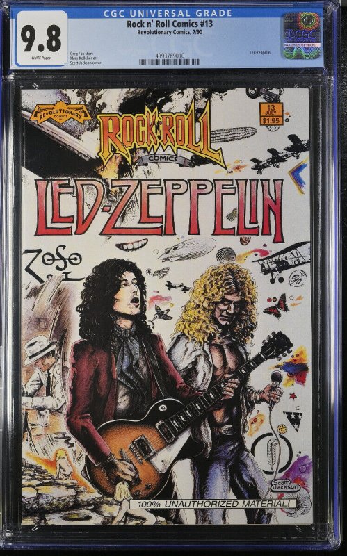 Rock N Roll Comics #13 (1990), CGC 9.8 graded comic book, Universal Blue label — front cover in its holder