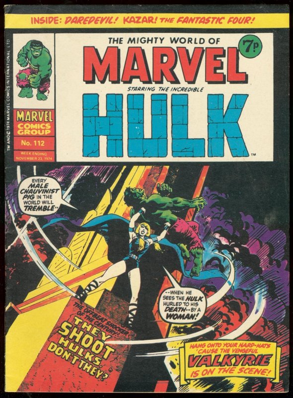Mighty World of Marvel #112, raw comic book in VG condition — front cover