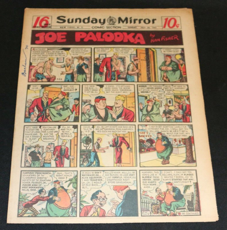 1949 Sunday Mirror Weekly Comic Section July 24th (Fine) Superman 1st App Killer (1949), raw, ungraded comic book — front cover
