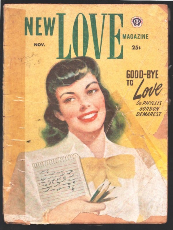 New Love 11/1952-"Good-Bye to Love" by Phyllis Gordon Demarest-Pulp Romance Fict, raw, ungraded comic book — front cover