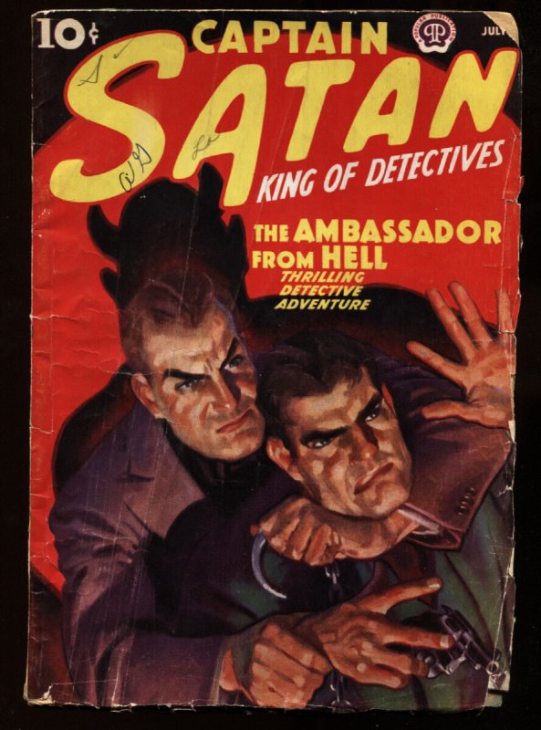 Captain Satan Pulp 7/1938- Rare Hero Pulp Magazine, raw, ungraded comic book — front cover