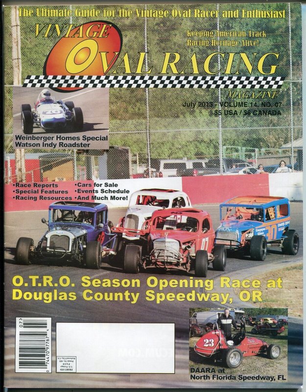 Vintage Oval Racing 7/2013-photos-news-stock Cars-sprint Cars-FN/VF, raw comic book in FN/VF condition — front cover