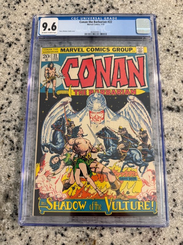 Conan the Barbarian #22 (Marvel Comics, 1973), CGC 9.6 graded comic book, Universal Blue label — front cover in its holder